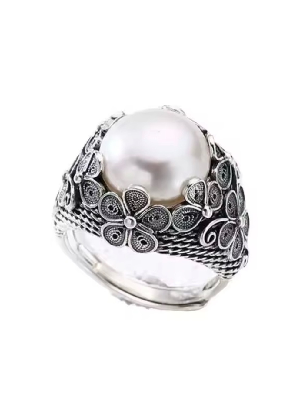 Italian Luxury Jewelry 925 Sterling Silver Artificial Pearl Adjustable Statement